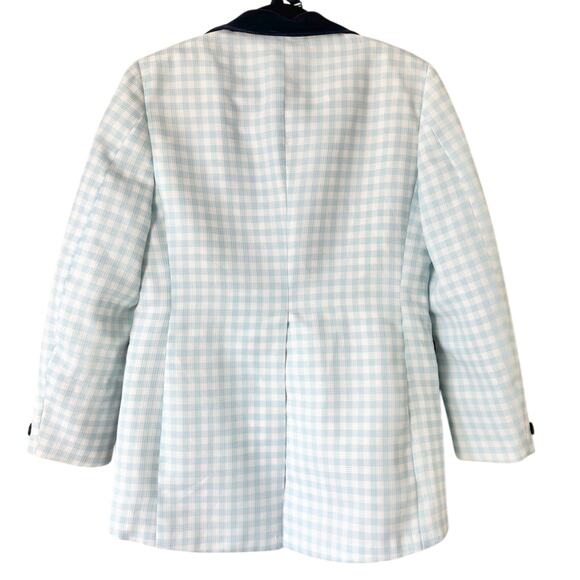Vintage 60s Men's Blue Gingham Checkered Blazer with Bow Tie Size 38 Short - Picture 4 of 10